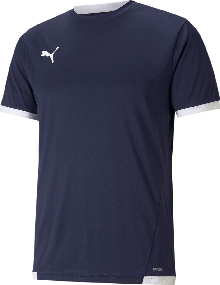 Puma teamliga jersey jr unisex sportshirt - peacoat- white 152