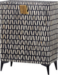 Woood menne opbergkast - bone inlay - zwart wit - 108x81x43