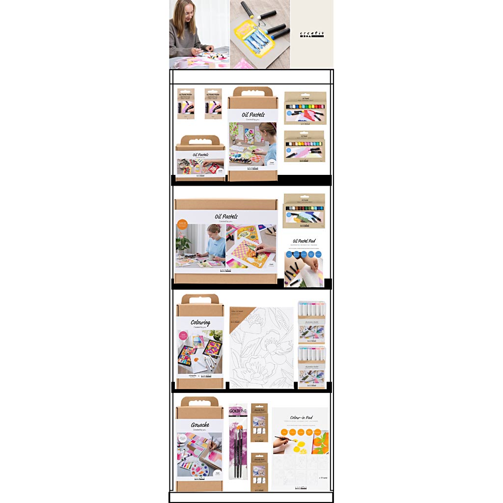 Https: www.cchobby.nl vloerdisplay-ongemonteerd-categorie-oliepastel-en-gouache-volwassenen-h-1580-mm-l-600-mm-b-400-mm-127-eenh-1-stuk