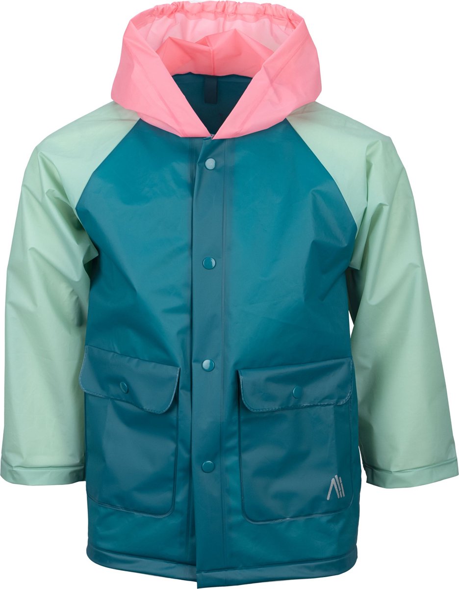 Ralka regenjas - kinderen - groen roze - maat 122 128 - 100% eva