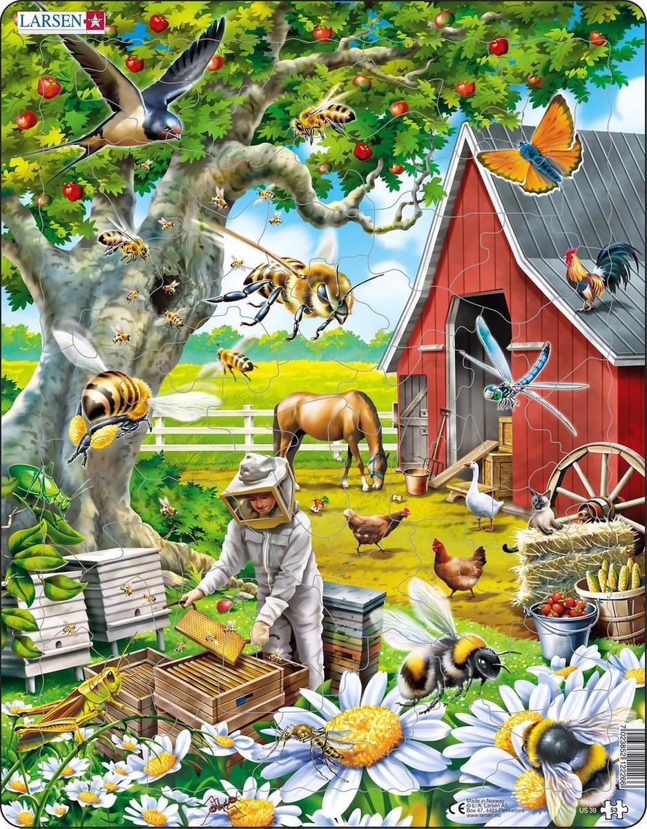 Selecta Larsen Puzzle Tiere - Der Imker mit den Bienen, 53 Teile.