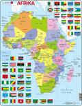 Larsen afrika met vlaggen – puzzel – kaarten geografie – vlaggen afrika – educatieve legpuzzel voor kinderen – 70 stukjes – gemaakt in noorwegen – extra dikke 2,5 mm stukjes – tray met vaste rand