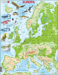 Larsen legpuzzel kaart europa - geografisch met dieren, 87st.