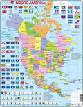 Larsen noord-amerika met staten en vlaggen – puzzel – kaarten geografie – noord-amerika – educatieve legpuzzel voor kinderen – 70 stukjes – gemaakt in noorwegen – extra dikke 2,5 mm stukjes – tray met vaste rand