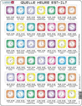Larsen apprendre l’heure – puzzle – horloge – lecture de l’heure – puzzle éducatif pour enfants – 42 pièces – fabriqué en norvège – pièces extra épaisses de 2,5 mm – plateau avec bord fixe