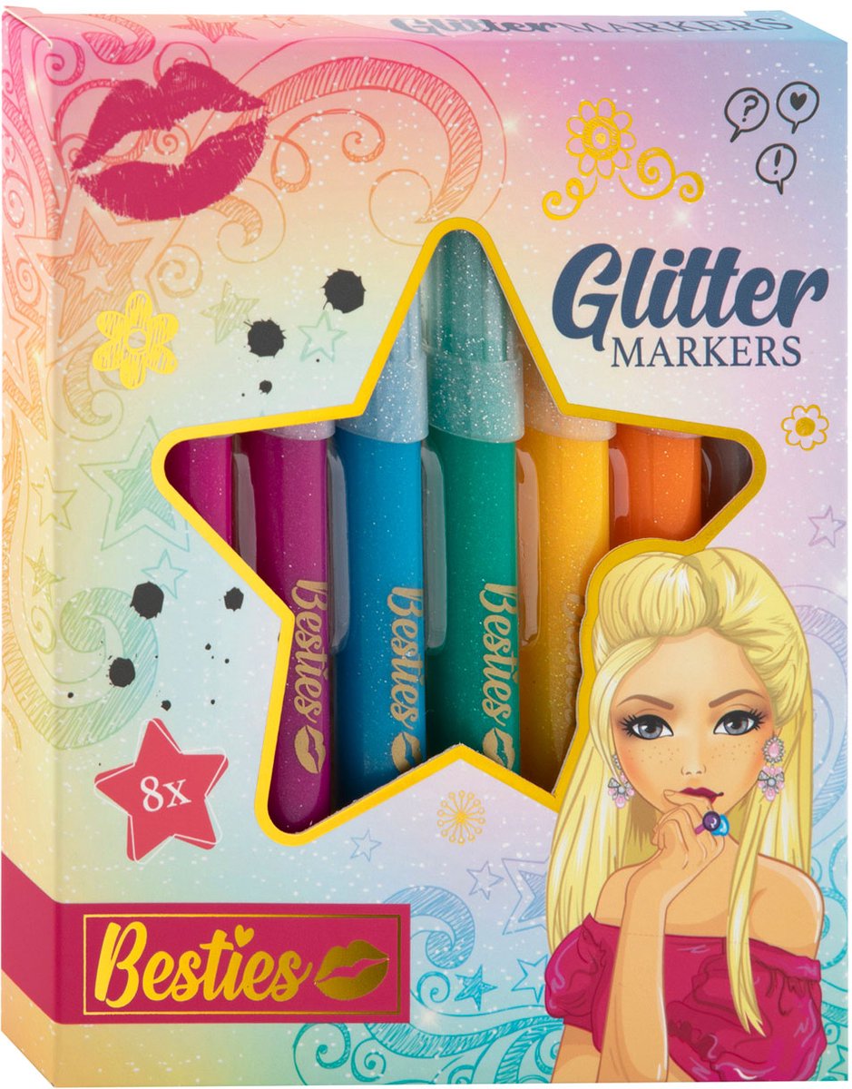 Besties Glitzer-Filzstifte, 8 Stück.