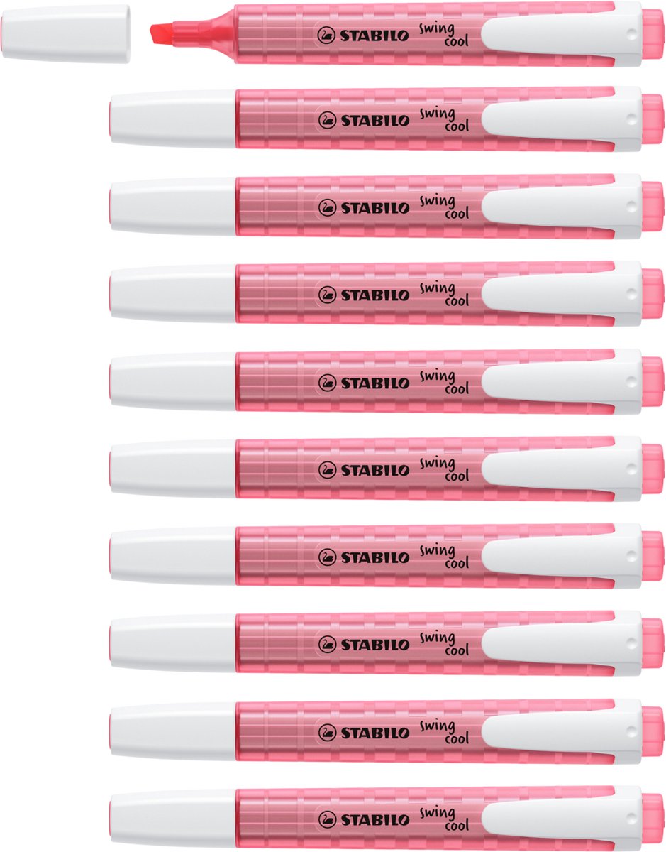 Stabilo swing cool - markeerstift - perfect voor onderweg - rood - doos 10 stuks
