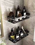 Ruhhy badkamer rekje - 2x stuks - zwart - l30 cm - zwevend - industrieel - voor badkamer of keuken