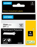 Dymo rhino industriële labels | permanent polyester | 19 mm x 3,5 m | zwarte afdruk op transparant | zelfklevende labels voor rhino labelmanager labelprinters