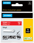 Dymo rhino industriële vinyl labels | 12 mm x 5,5 m | witte afdruk op rood | zelfklevende labels voor rhino labelmanager labelprinters