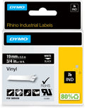 Dymo rhino industriële vinyl labels | 19 mm x 5,5 m | witte afdruk op zwart | zelfklevende labels voor rhino labelmanager labelprinters