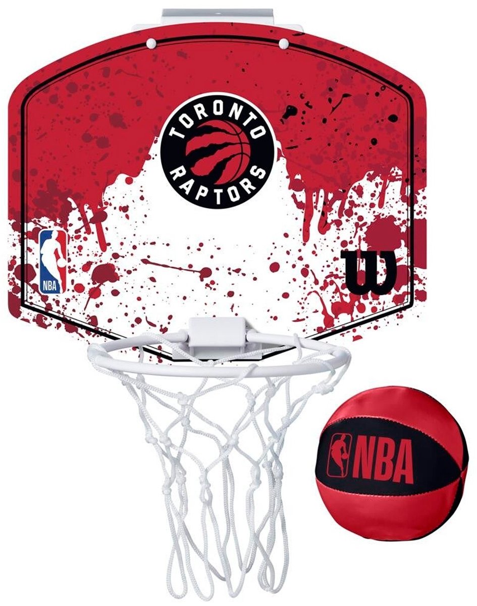 Wilson team mini hoop nba raptors set met bal en mini basketbalmand veelkleurig one size