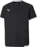 Puma teamliga jersey jr unisex sportshirt - black- white 164