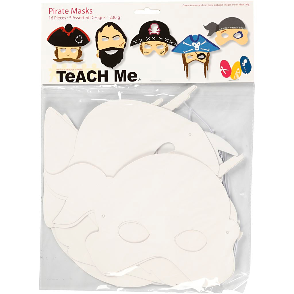 Creotime http: www.cchobby.nl piratenmaskers-h-16-26-cm-b-17-5-26-5-cm-230-gr-wit-16-stuk-1-doos