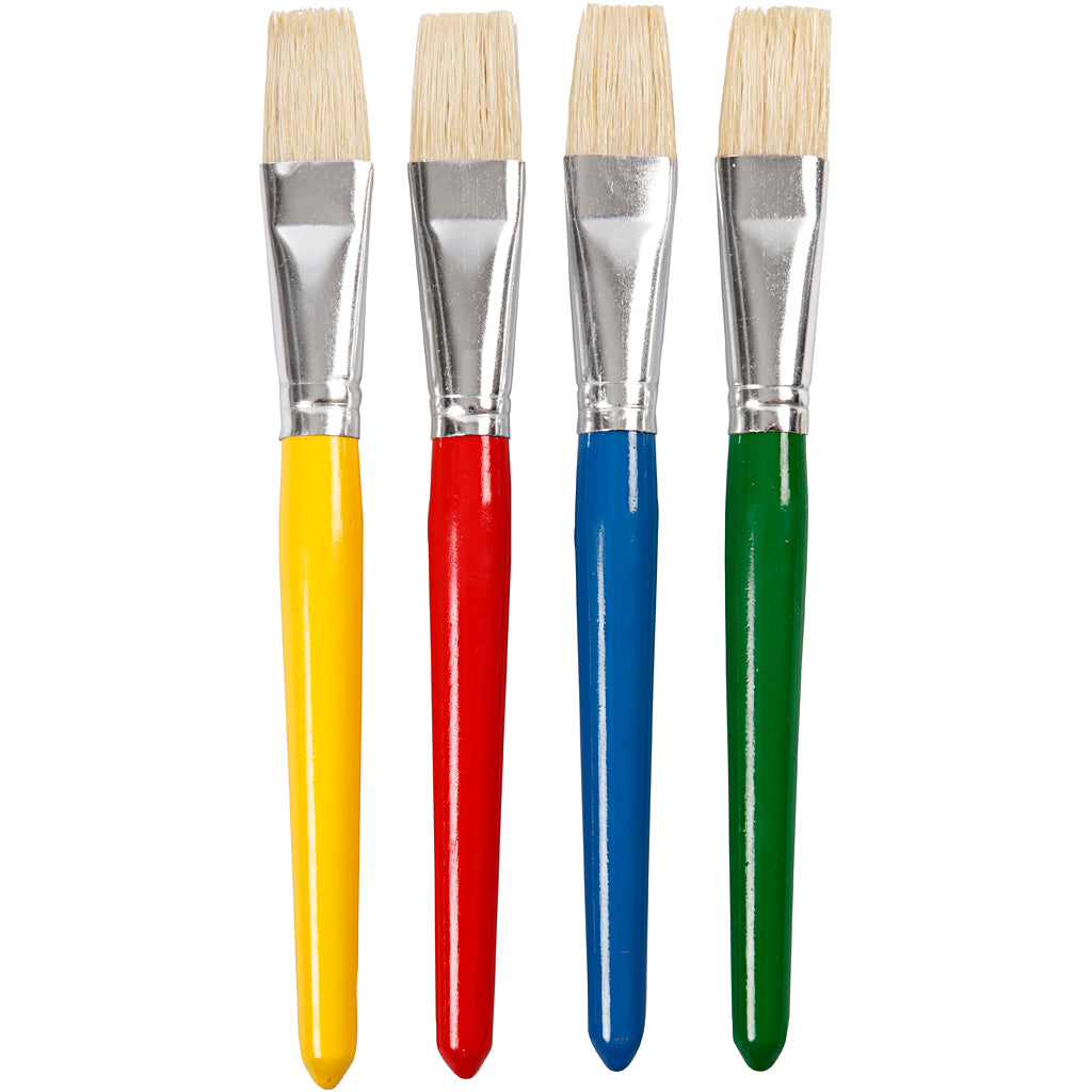 Creativ company http: www.cchobby.nl kwasten-voor-kinderen-l-19-cm-b-20-mm-plat-4-stuk-1-doos