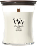 Woodwick hourglass medium geurkaars - white teak - 60 branduren