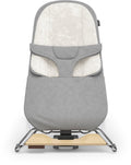 Uppababy - mira stella - wipstoel - bouncer - grijs - zilveren frame met houten voet - baby en peuter - 2-in-1 schommelstoel - relax