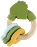 Trixie houten actviteitenring met silicone mr. dino – 0m+ – bijtspeelgoed - leuk als kraamcadeau