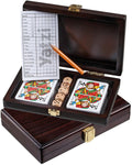 Philos kaartset met dobbelstenen en yahtzee scorekaart - houten box