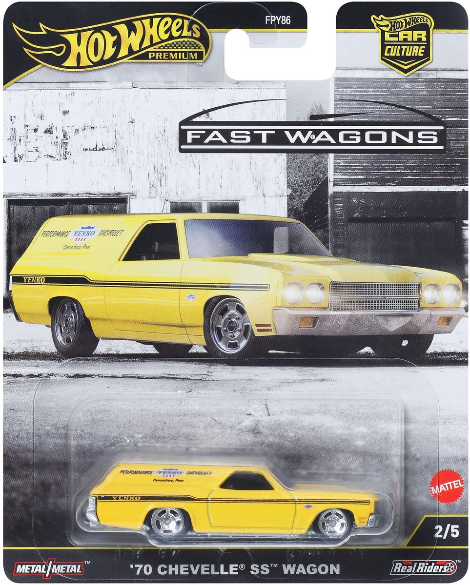 Hot wheels 70 chevelle ss wagon, auto, 3 jaar, metaal, geel