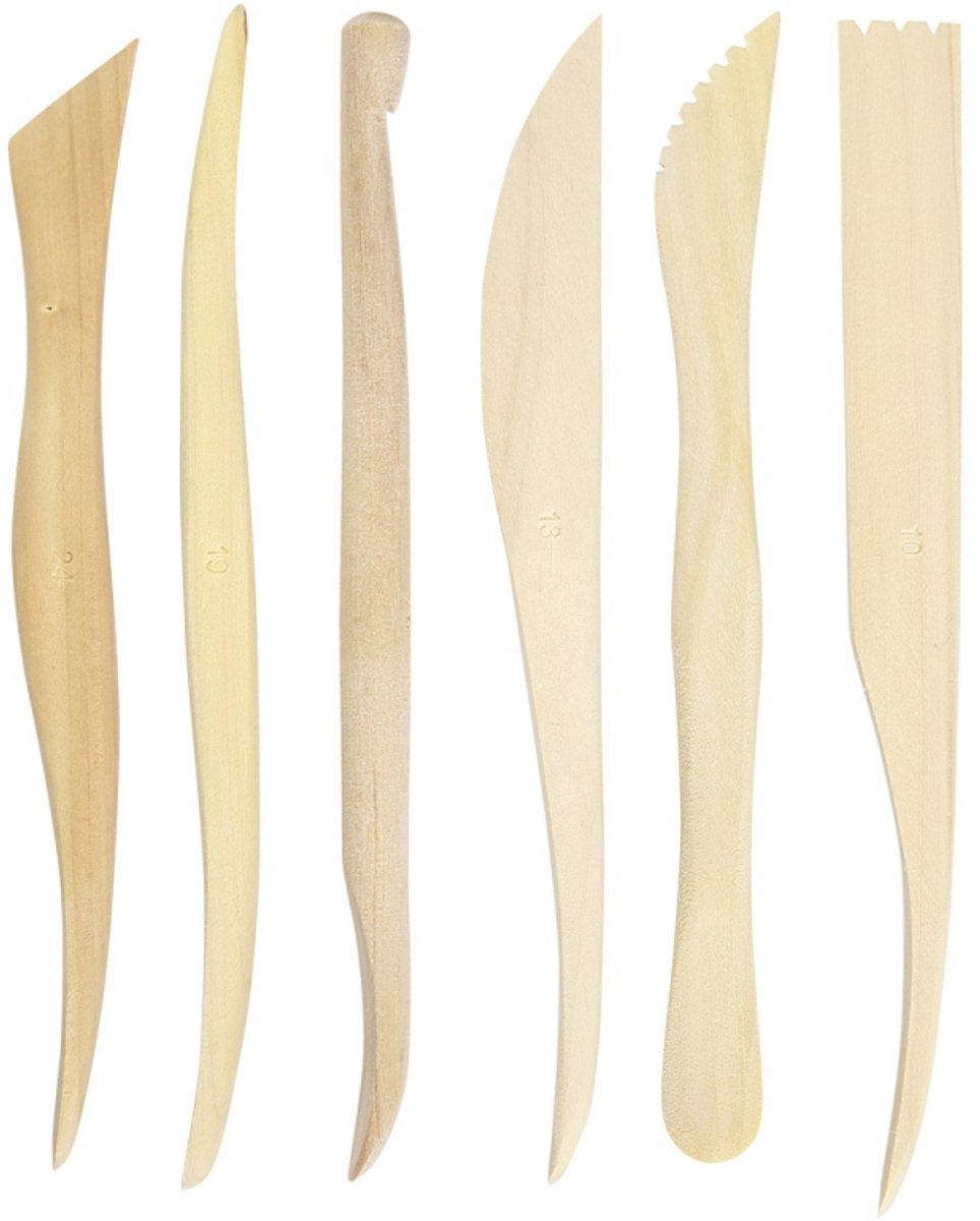 Creativ company gereedschapset modelleer 15 cm hout blank 6-delig