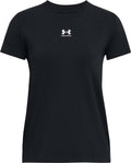 Under armour ua rival core ss-blk dames sportshirt - zwart - wit