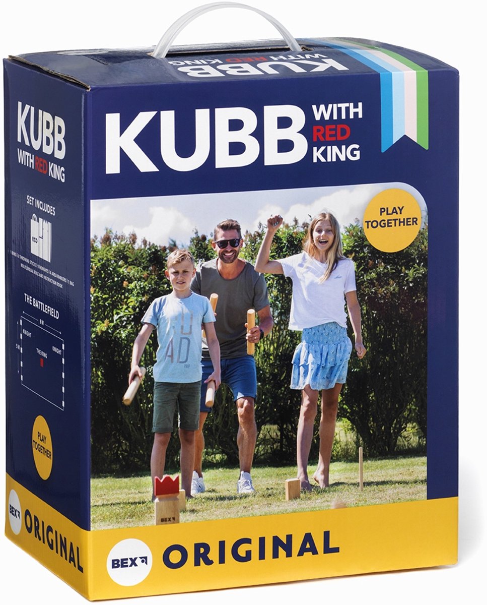 Kubb Original Rubberwood mit Red King