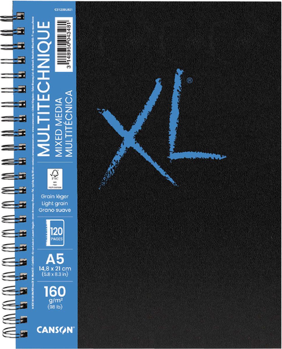 Canson - schetsboek mix media xl a5 60v 160gr spiraal