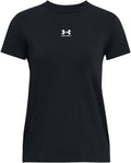 Under armour ua rival core ss-blk dames sportshirt - zwart - wit