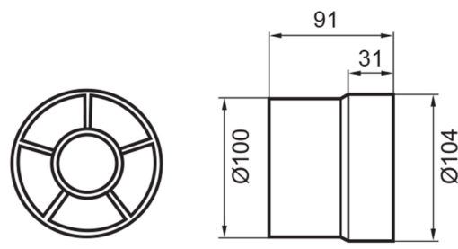 Buisventilator 100 mm basic wit