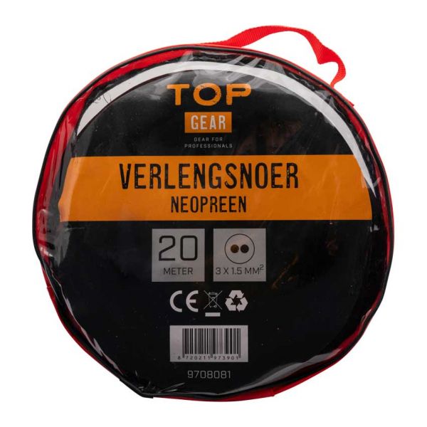 TOPGEAR Verlängerungskabel aus Neopren, 3 x 1,5 V, 20 Meter