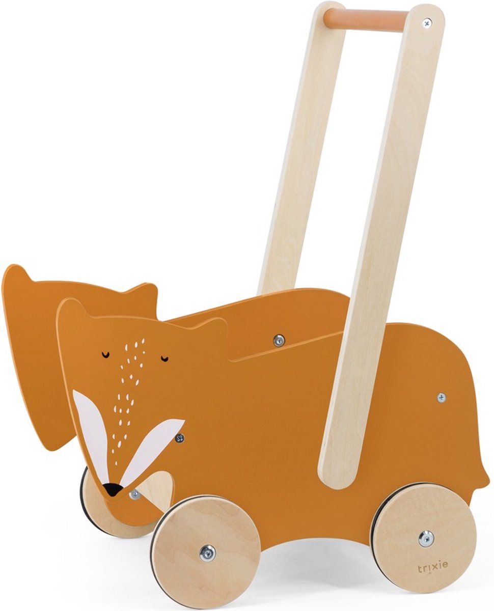 Trixie houten loopwagen - mr. fox - babywalker - kinder speelgoed - loopkar vanaf 1,5 jaar - voor jongens en meisjes - fsc