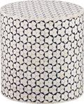Woood neva sidetable - bone inlay - zwart wit - 40x37x37