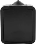 Q-link - wandcontactdoos - buitenstopcontact - opbouw - 1-voudig stopcontact - spatwaterdicht ip54 - randaarde - kinderbeveiliging - mat zwart