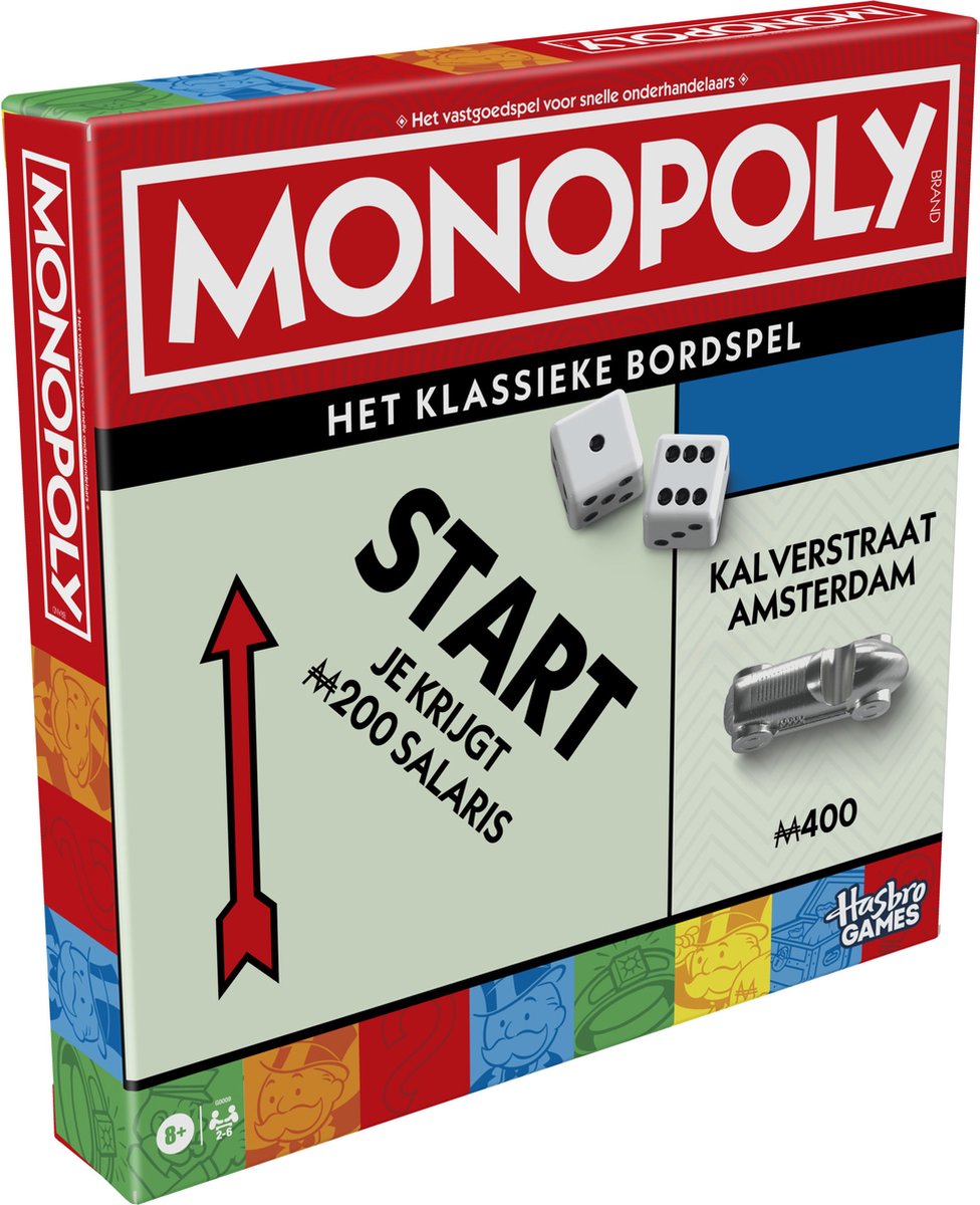 Hasbro monopoly classic bordspel vernieuwde editie - nl editie - gezelschapsspel