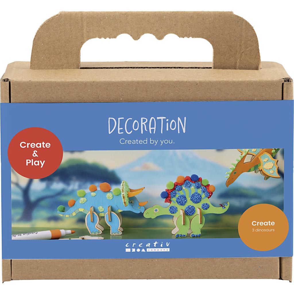 Creativ company http: www.cchobby.nl mini-hobbyset-decoratie-dinosaurus-blauw-groen-oranje-rood-1-doos