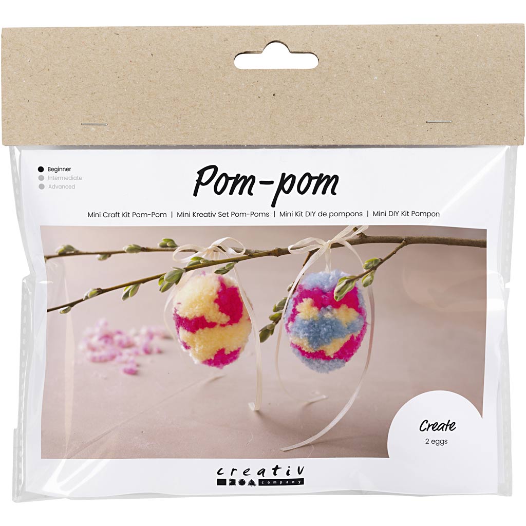 Creativ Company Mini-Hobbyset Pompon-Ei, 2 Stück. Ostern