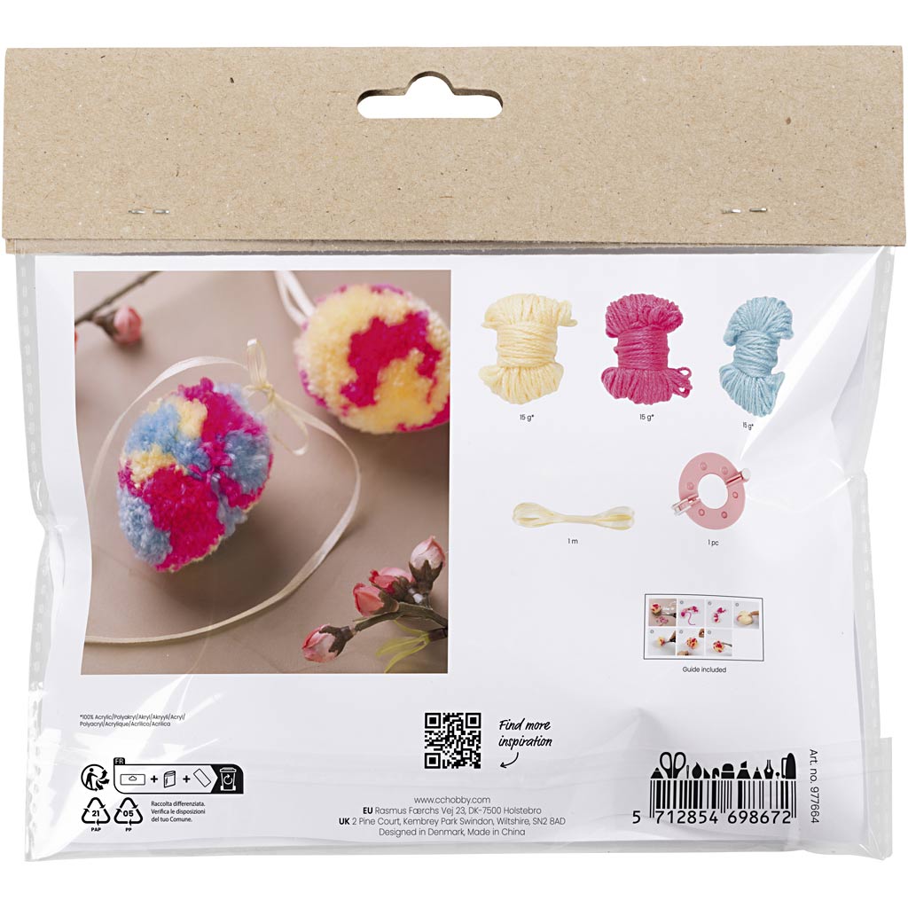 Creativ Company Mini-Hobbyset Pompon-Ei, 2 Stück. Ostern
