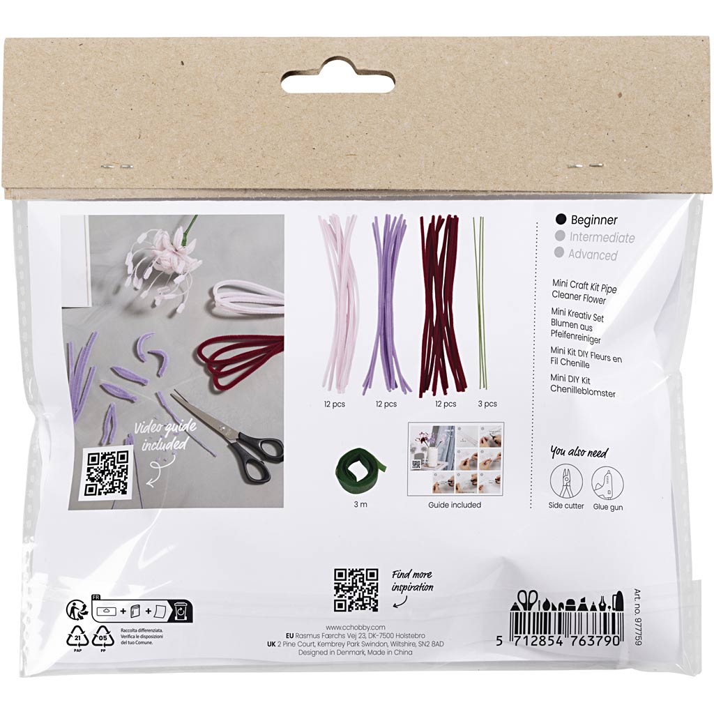 Creativ Company Mini-Hobbyset, Lilienblüten aus Chenilledraht, hellrosa