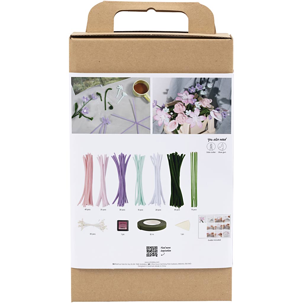 Creativ company hobbyset bloemen van chenilledraad pastelkleuren