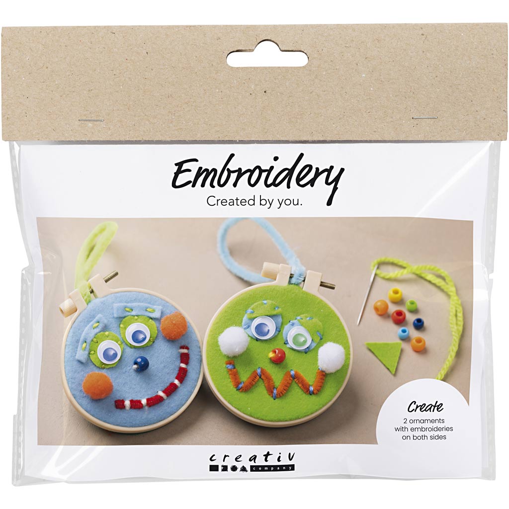 Creativ Company Mini-Hobbyset zum Sticken von Gesichtern in Blau und Grün