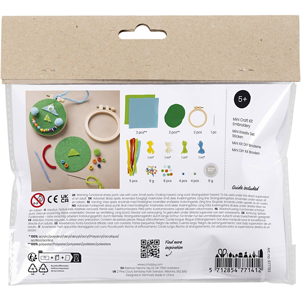 Creativ Company Mini-Hobbyset zum Sticken von Gesichtern in Blau und Grün