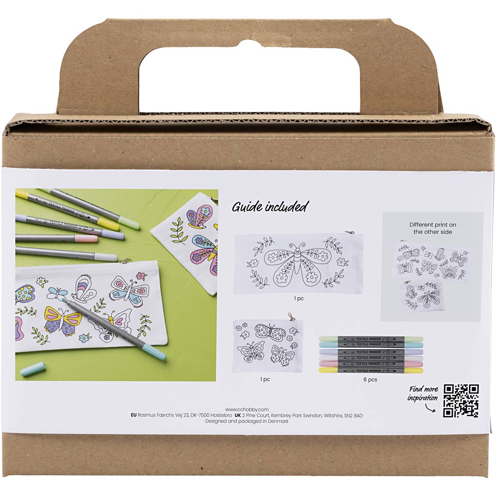 Creativ Company Mini-Hobbyset Textildekoration Schmetterlinge Pastellfarben