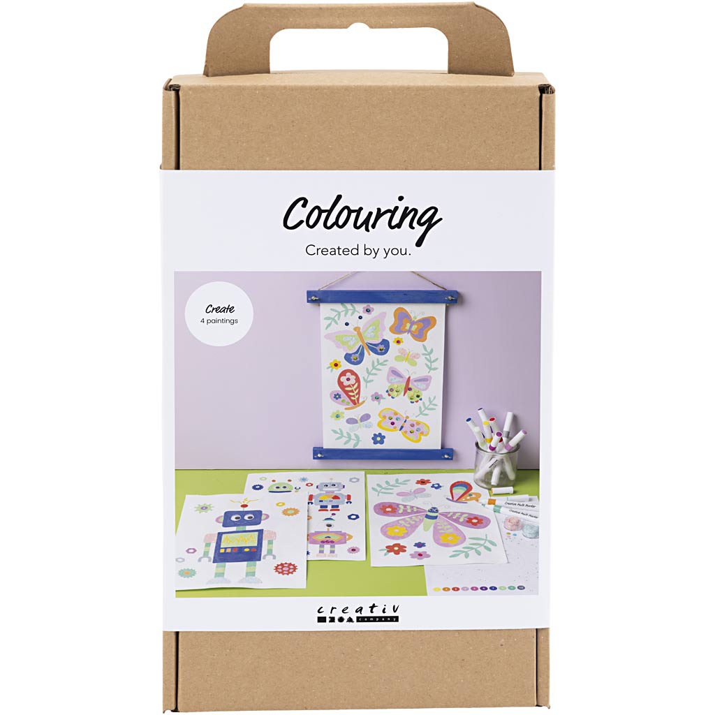 Creativ company hobbyset kleuren vlinder en robot in vrolijke kleuren