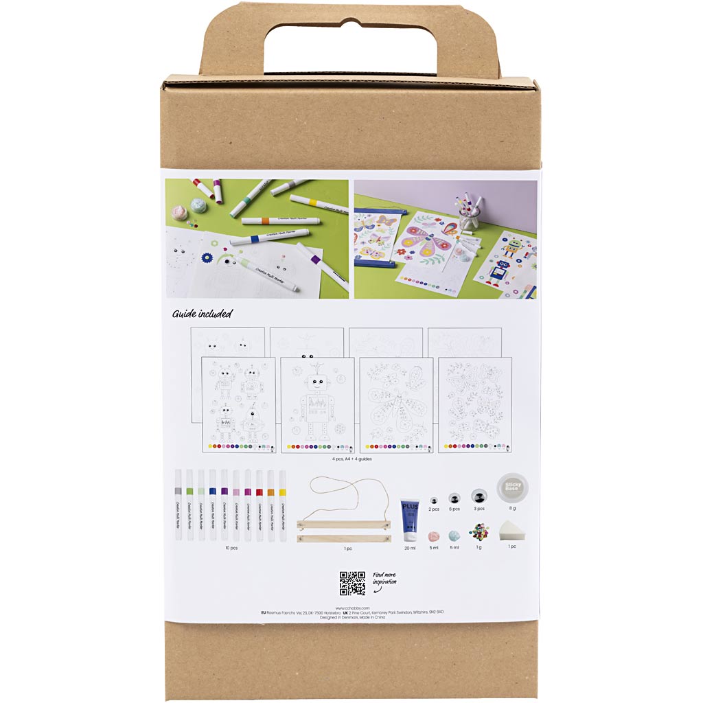 Creativ company hobbyset kleuren vlinder en robot in vrolijke kleuren