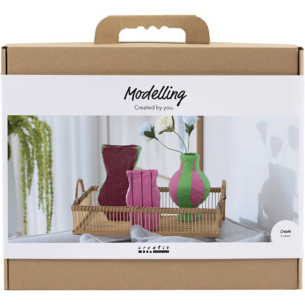 Creativ Company Maxi Hobby-Set zum Modellieren von Pappmaché-Vasen