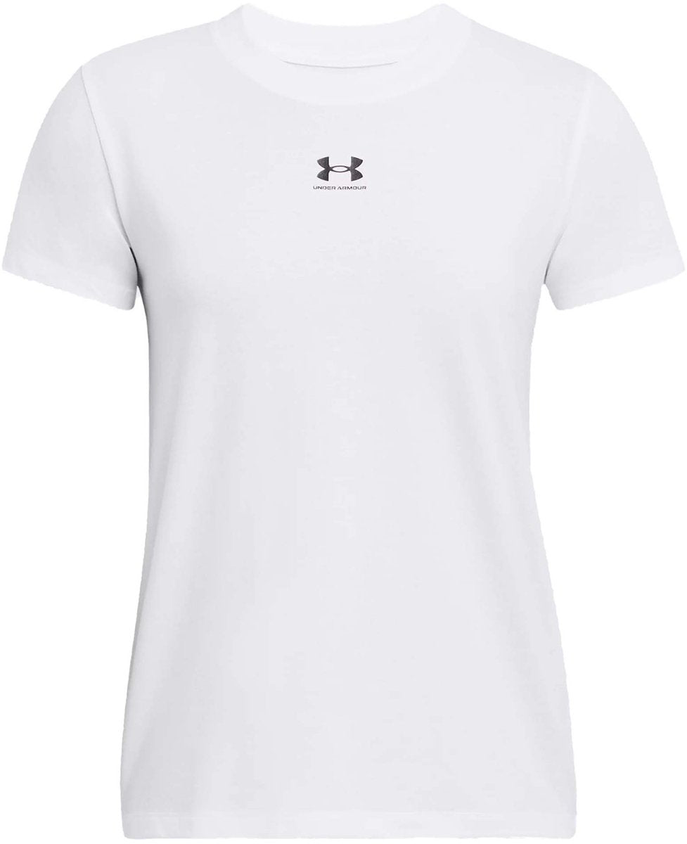 Under armour ua rival core ss-wht dames sportshirt - wit - zwart l