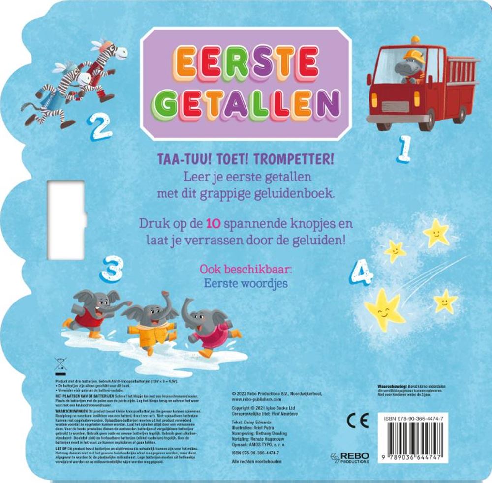 Rebo publishers geluidenboek: eerste getallen. 10 gel 3+