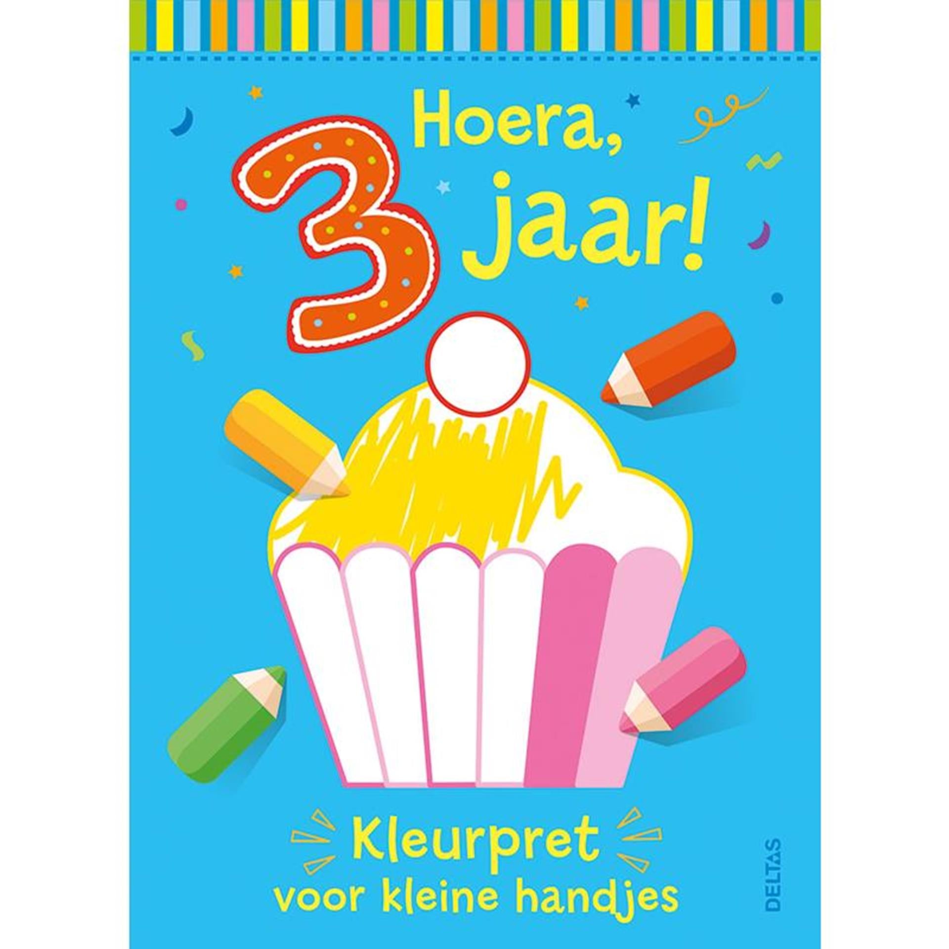 Deltas hoera, 3 jaar! kleurpret