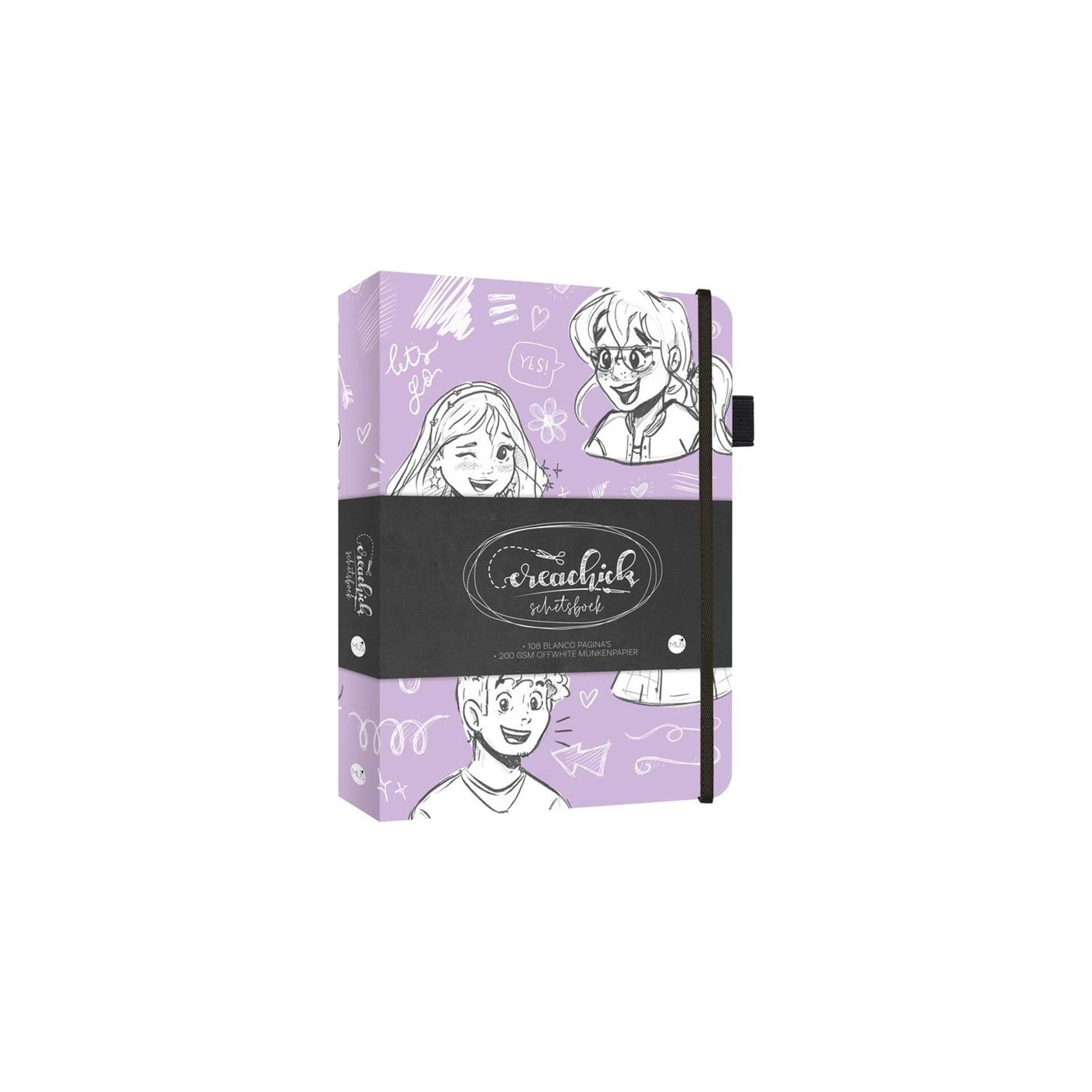 Kluitman creachick schetsboek lila 21x15cm